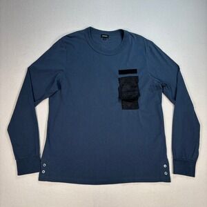 Diesel Pocket T-Shirt Men's L Navy‎ Cotton Tactical Crew Neck Long Sleeve